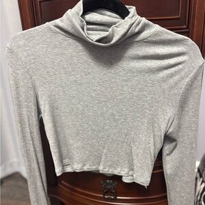 Aritzia Sunday Best Gray Turtleneck Crop Top